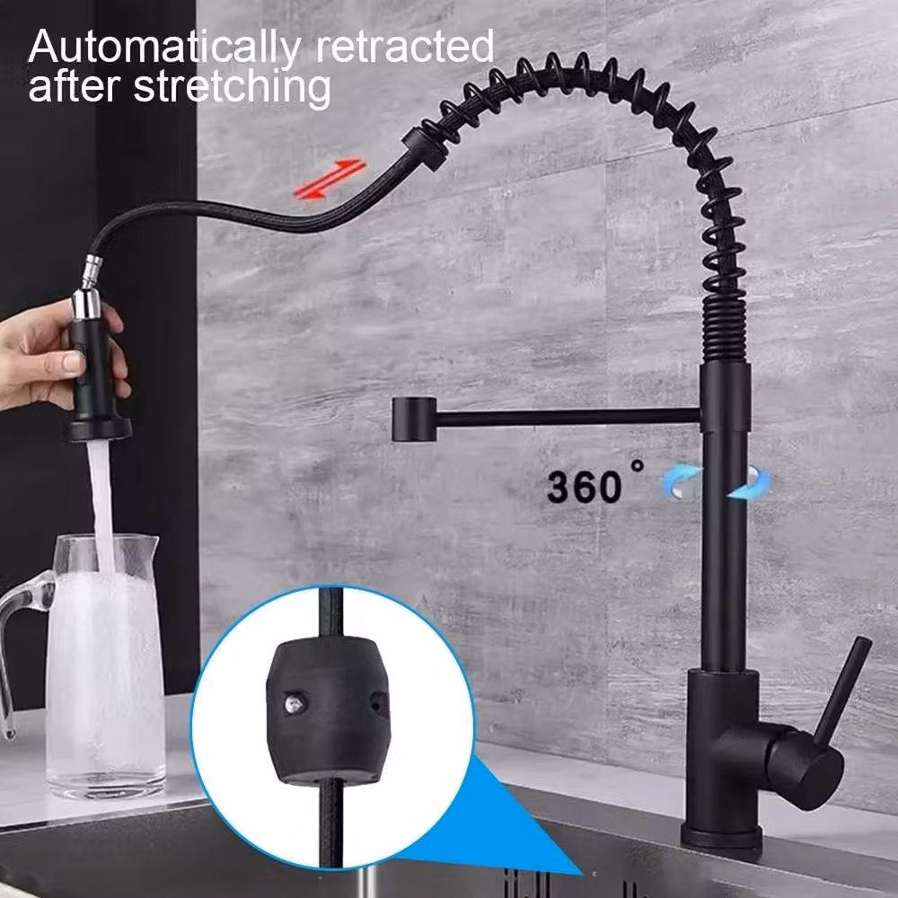 Kelvenix Matt Black Kitchen Sink Mixer Tap with Pull Out Spray Function – 4