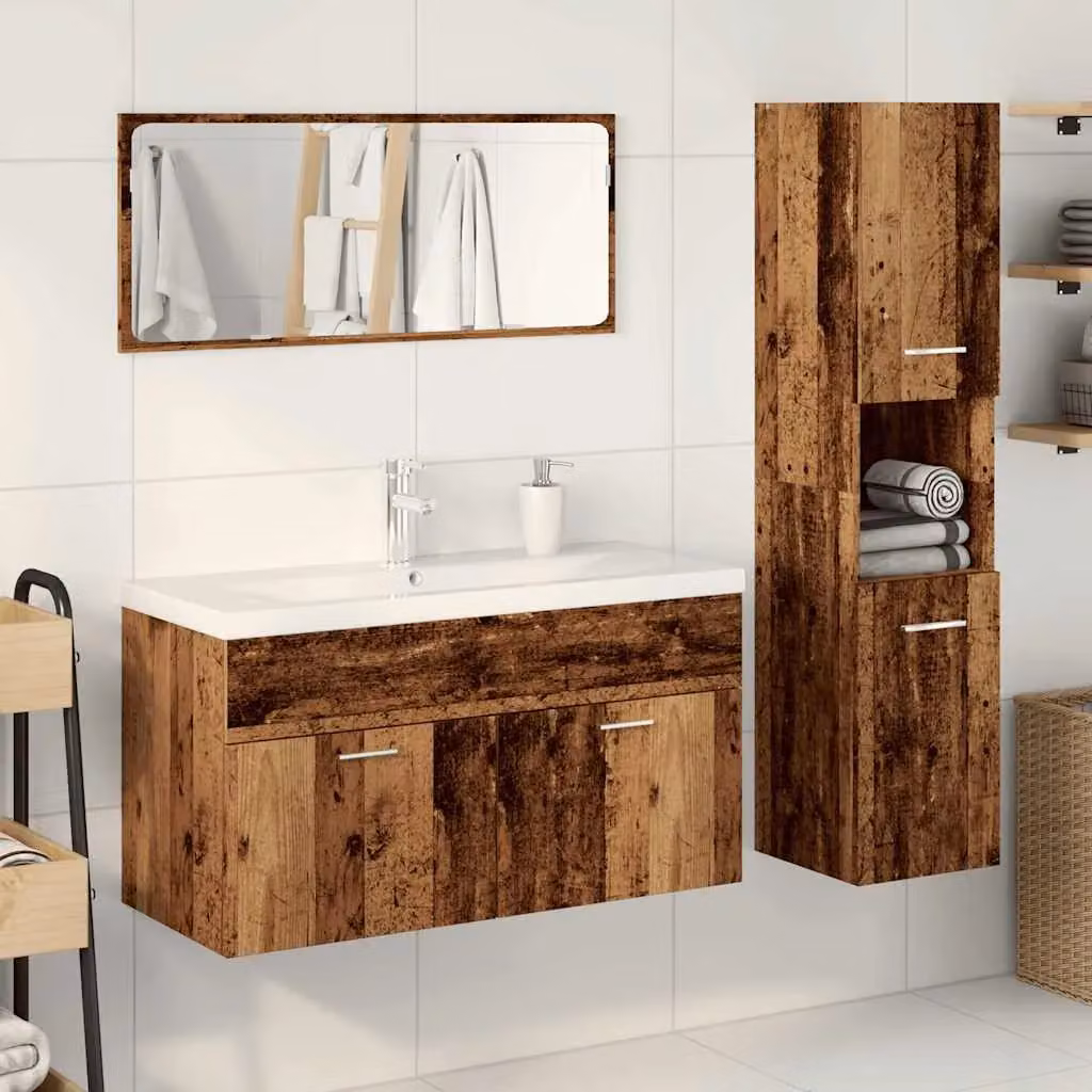 Berkfield Home 4 Piece Bathroom Furniture Set in Old Wood Brown – 2