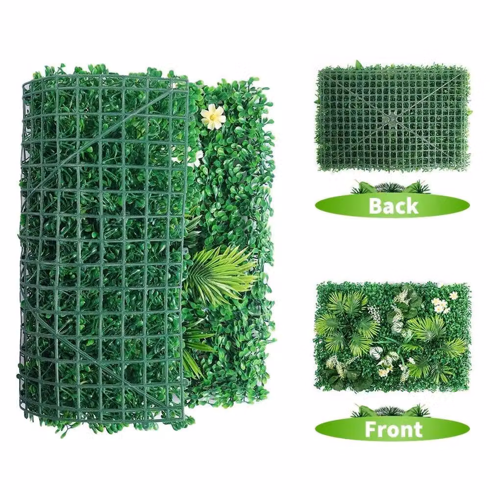 SPETLEK 8 Pack Artificial Greenery Plant Wall Hedge Grass in Green – 4