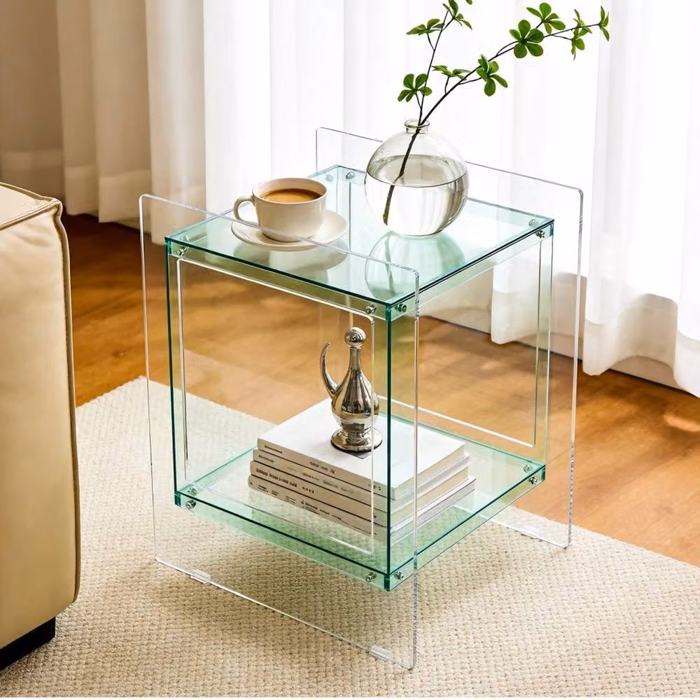 NESTLUNE Clear Acrylic Nightstand with Storage Shelf, W/D/H: 100 x 100 x 100 cm – 4