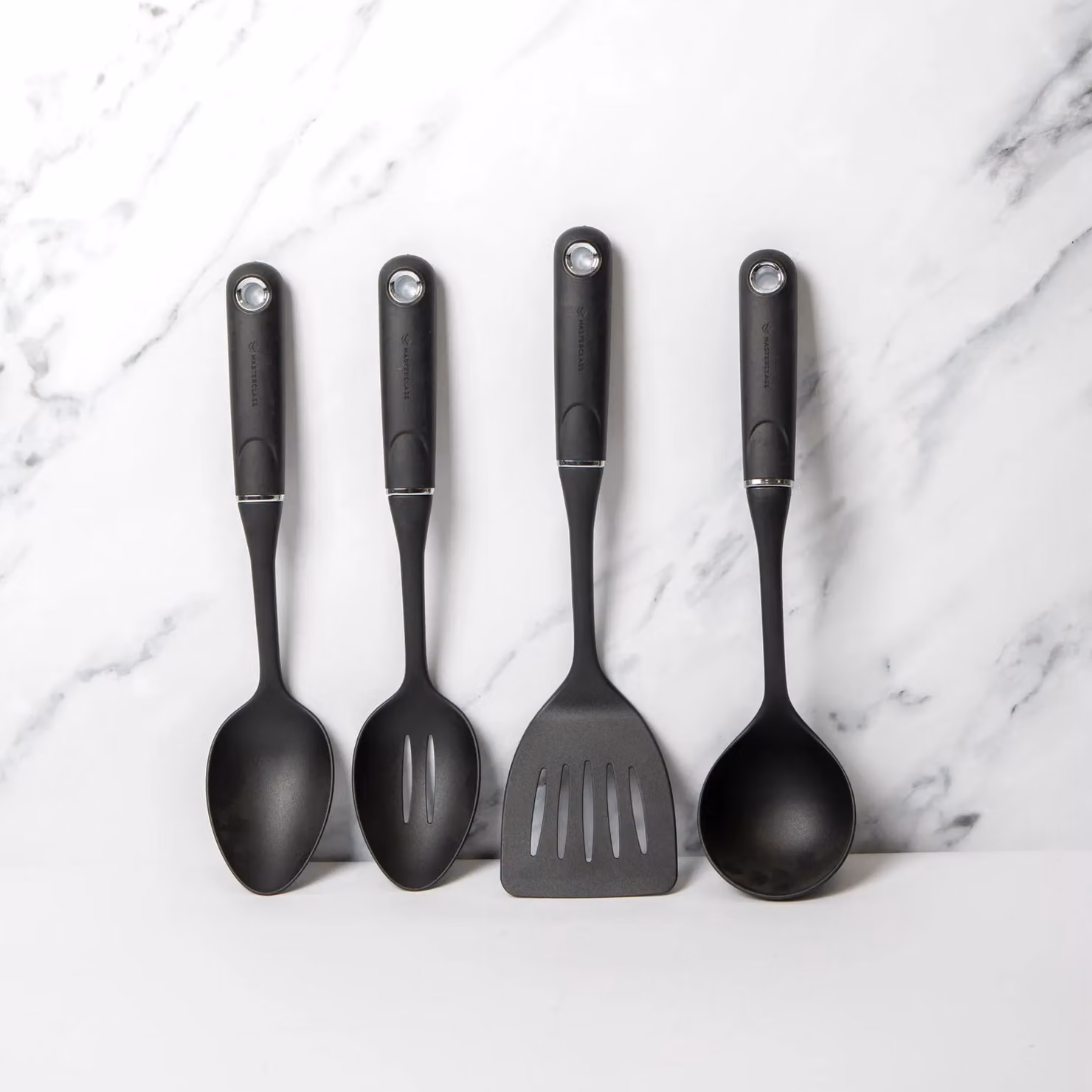 MasterClass 4-Piece Black Nylon Kitchen Utensil Set including Ladle, Slotted Spoon, Cooking Spoon and Slotted Turner – 2