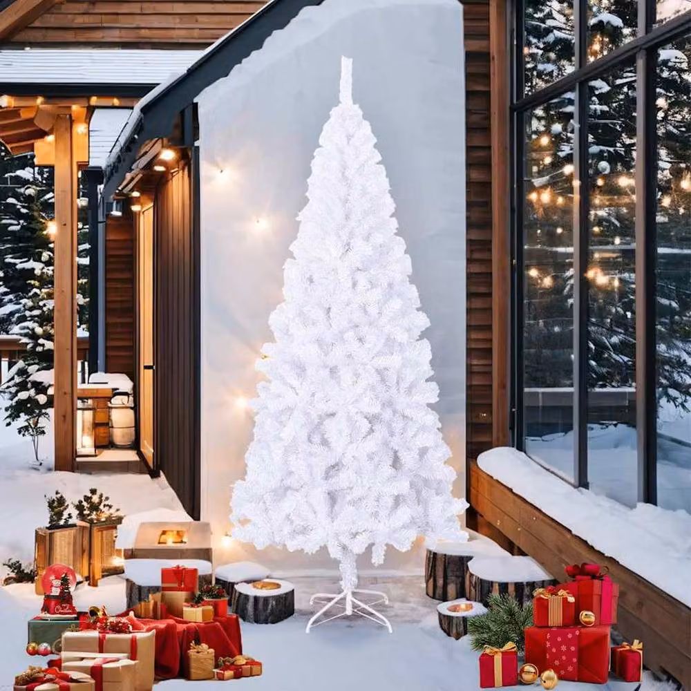 Berkfield Home Dense Artificial Christmas Tree, White, H 240 cm x W 120 cm x D 120 cm – 2
