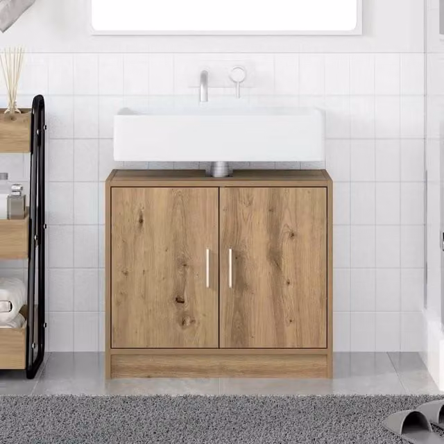 EONLION Artisan Freestanding Sink Cabinet in Brown, W/D/H: 63 x 29 x 55 cm