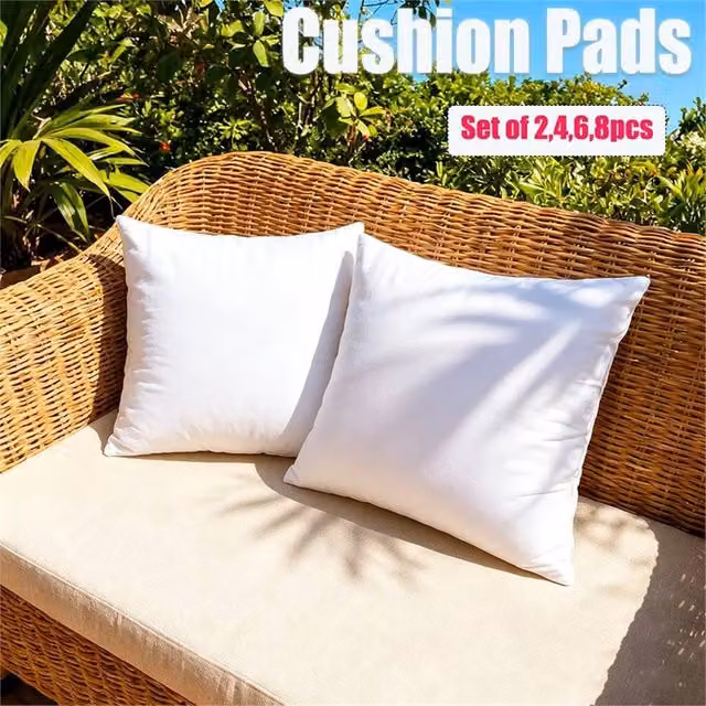 NESTLUNE 8-Piece Extra Deep Square Cushion Pad Inserts in White, 45 x 45 cm – 1