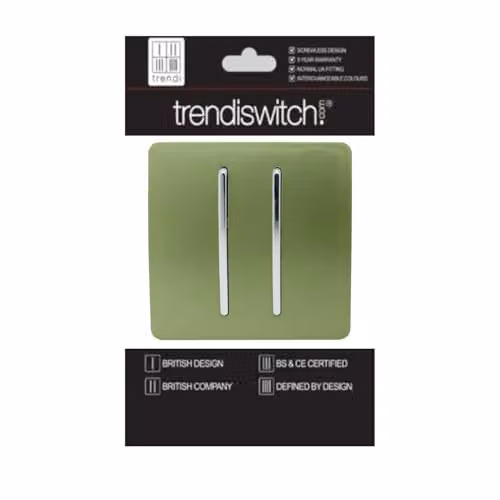Trendi 2 Gang Flush Light Switch in Green and Black – 2