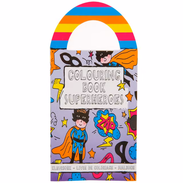 LG-Imports Pack of 12 Superhero Colouring Mini Books with Stickers, Multicolour