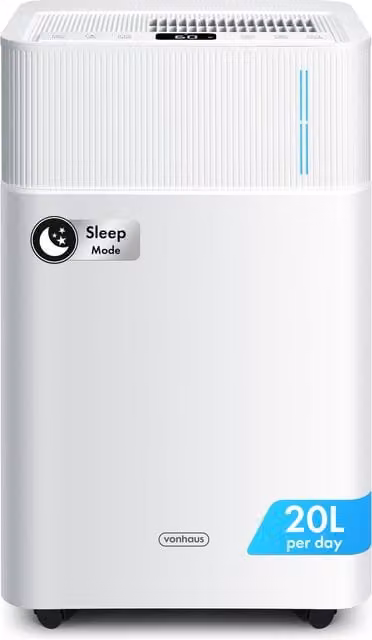 VonHaus Dehumidifier with 20L Capacity and 4.5L Water Tank, White