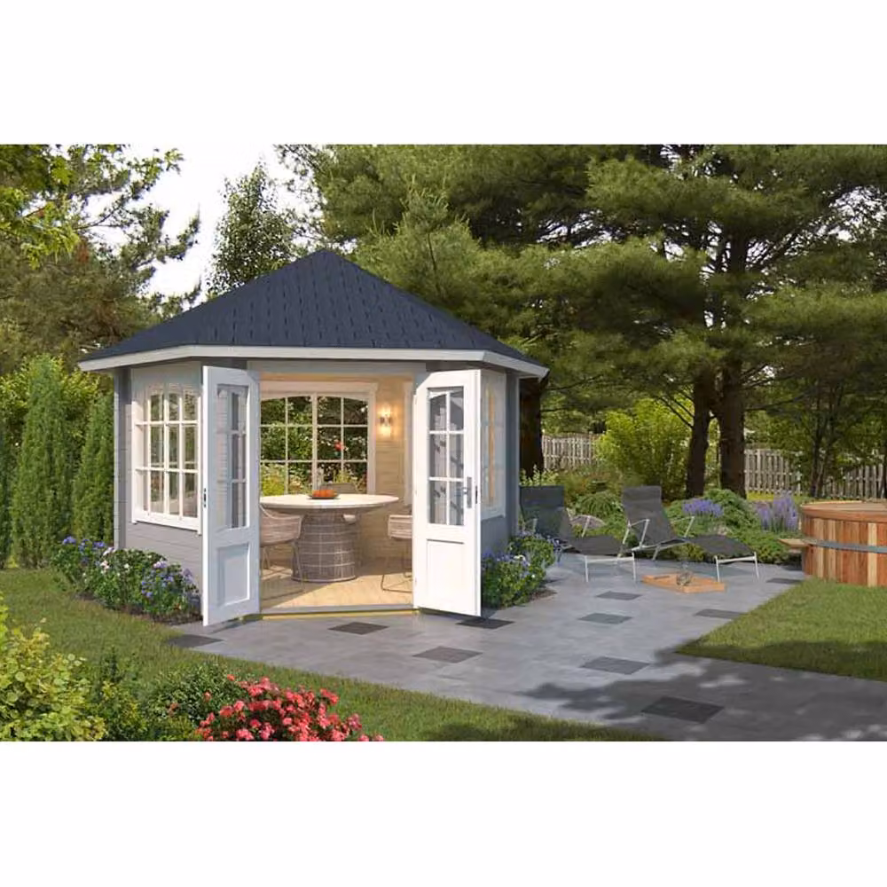 Lasita Maja Ltd Ilmenau Log Cabin Garden Room and Home Office in Beige, W: 420 cm, D: 363.7 cm, H: 306.7 cm – 3