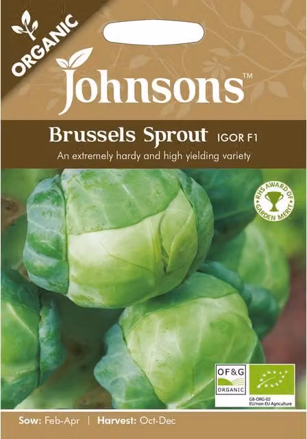 Johnsons Organic Igor F1 Brussels Sprout Vegetable Seeds