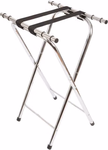 Harbour Housewares Metal Folding Freestanding Serving Tray Stand with Anti-Slip Feature in Silver – 1