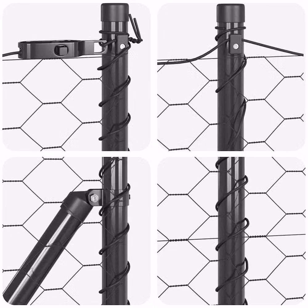 Berkfield Home Grey PVC-Coated Steel Hexagon Fence, H: 0.4 m x W: 25 m – 6
