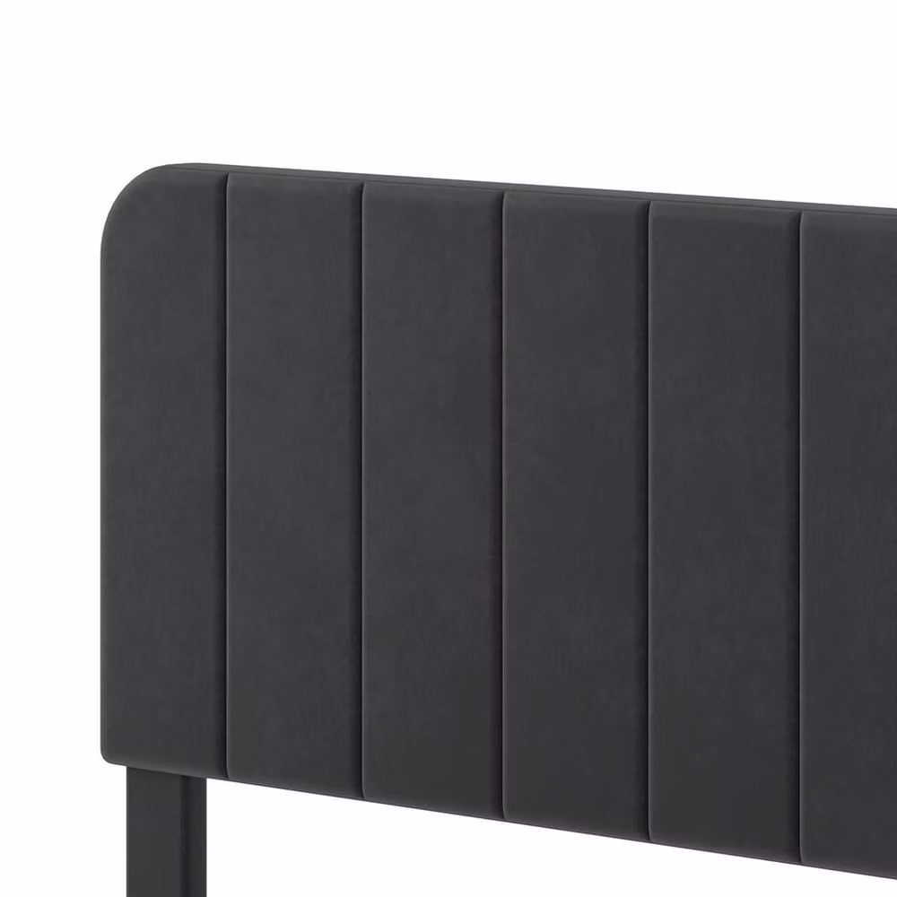 Levede Double Bed Frame with Adjustable Upholstered Velvet Headboard in Grey, W/D/H: 135 x 190 x 140 cm – 5