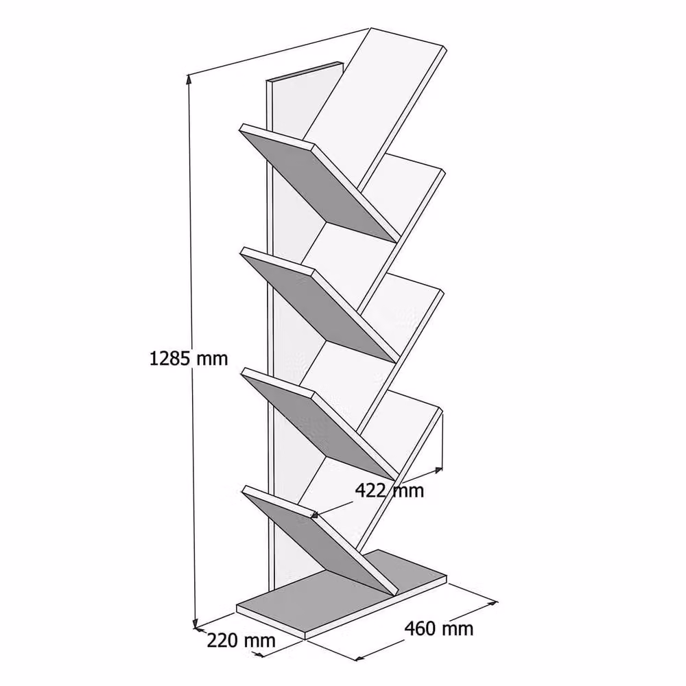 CALICOSY 8-Shelf Modern Wood Bookcase in Brown, H 128.5 cm x W 46 cm x D 22 cm – 3
