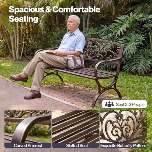 Levede Butterfly Cast Iron Garden Bench in Bronze – 5