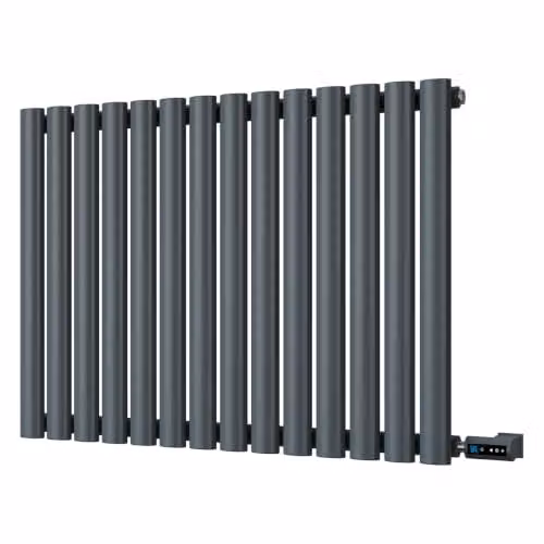 UK Radiators Omeara Anthracite Elliptical Tube Horizontal Designer Electric Radiator with WiFi App Control, W: 81.2 cm, H: 60 cm – 2