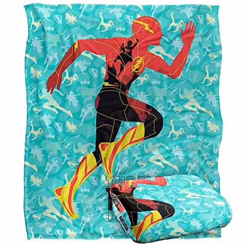 LOGOVISION Warner Brothers The Flash Batman Supergirl Silky Touch Super Soft Throw Blanket, White, W/D/H: 152 x 127 cm – 1