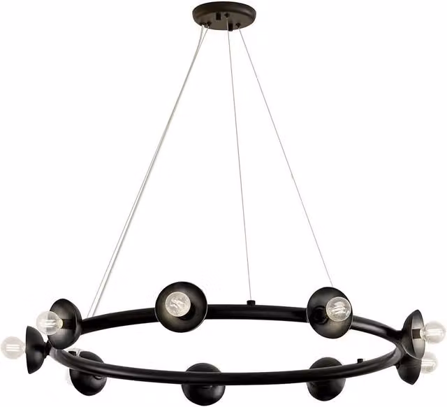 Kichler Palta Cylindrical Pendant Light in Black with 9 x E14 Sockets