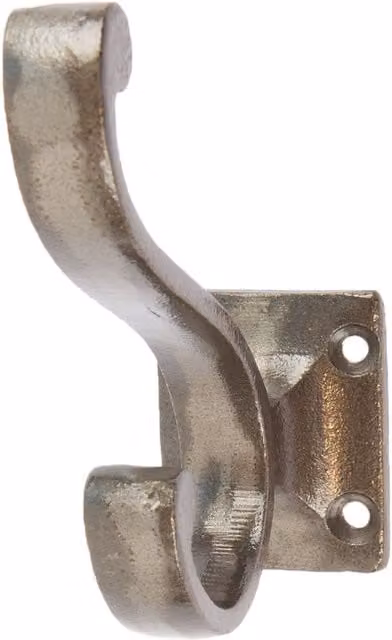 Hammer and Tongs Raw Iron Square Back Hat and Coat Hook, Grey and Silver