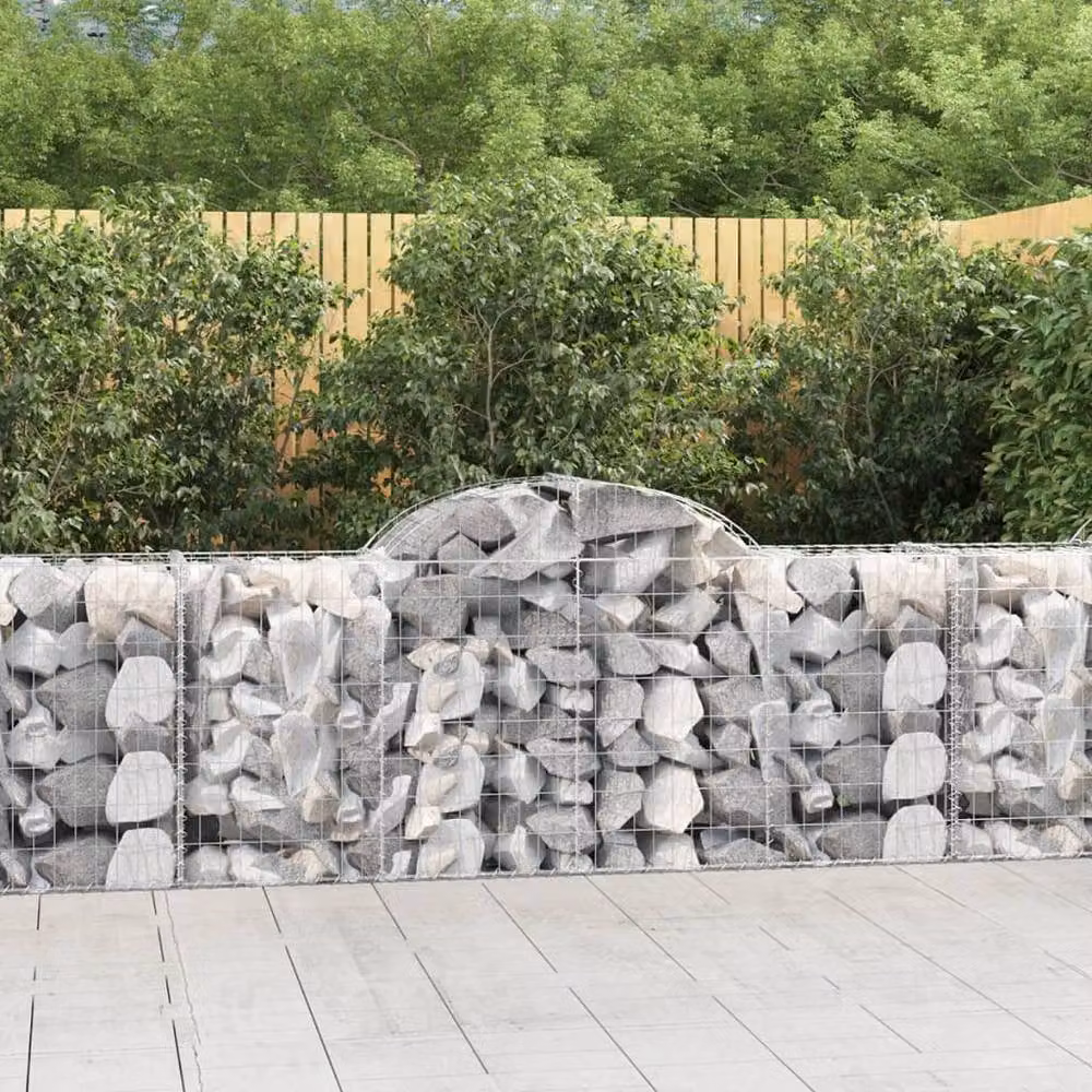 Berkfield Home Decorative Arched Gabion Baskets, 25 Pieces, Galvanised Steel, Silver, W/D/H: 200 x 50 x 80/100 cm – 2