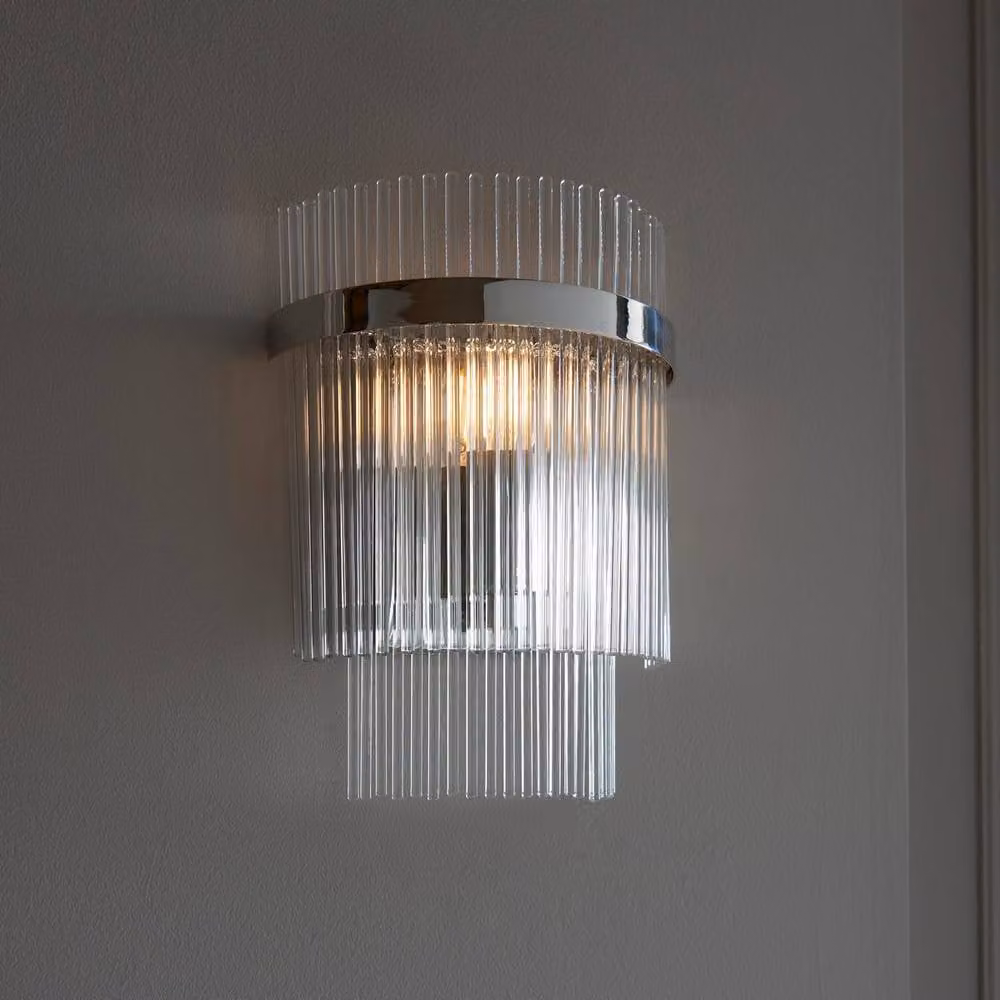 Netlighting Marietta Glass Shade Wall Lamp in Silver with Transparent Glass and Bright Nickel Finish – 2