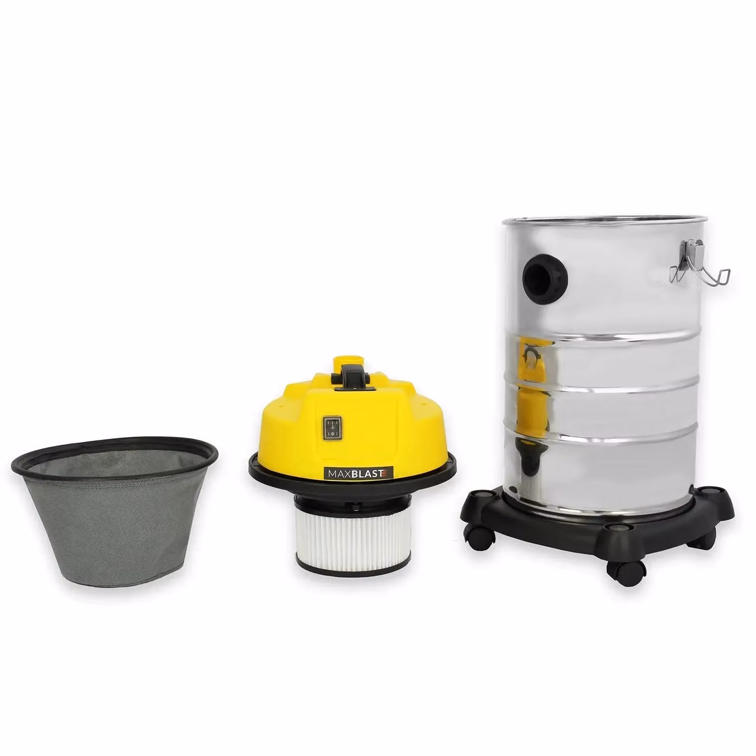 Monstershop MAXBLAST 30L Industrial Vacuum Cleaner in Yellow and Stainless Steel – 3
