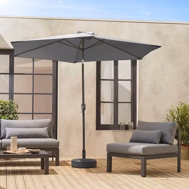 sweeek 3m Round Centre Pole Parasol in Grey with Aluminium and Polyester Construction – 1