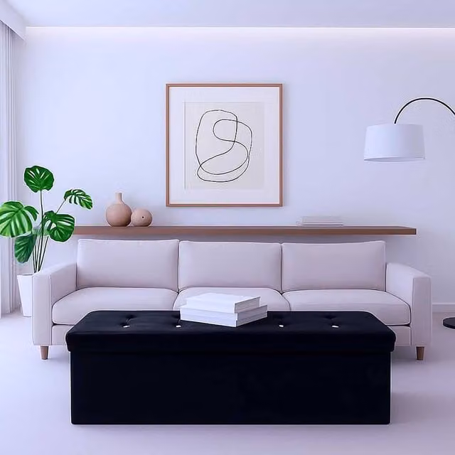 Simpa Extra Large Fold Flat Black Brushed Velvet Ottoman Storage with Comfortable Cushion, L 110 cm x W 38 cm x H 37 cm