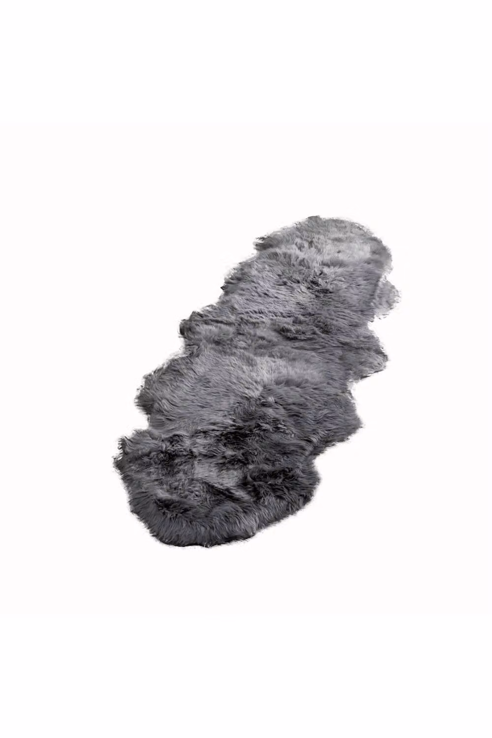 Native Natural Grey Double Sheepskin Wool Rug, W/D/H: 60 x 240 cm – 2