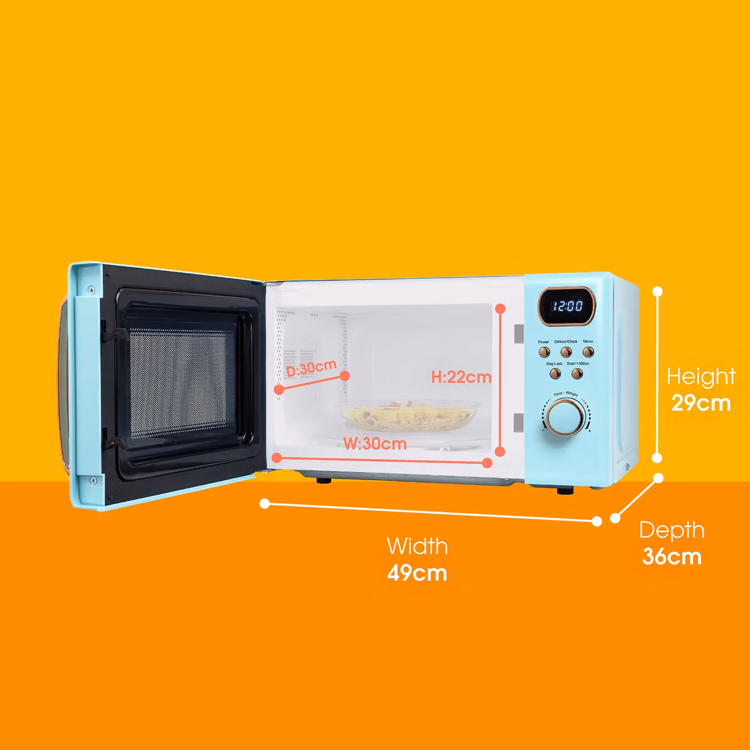 Abode Retro Digital Solo Microwave 20 Litres 800W in Blue and Grey – 2