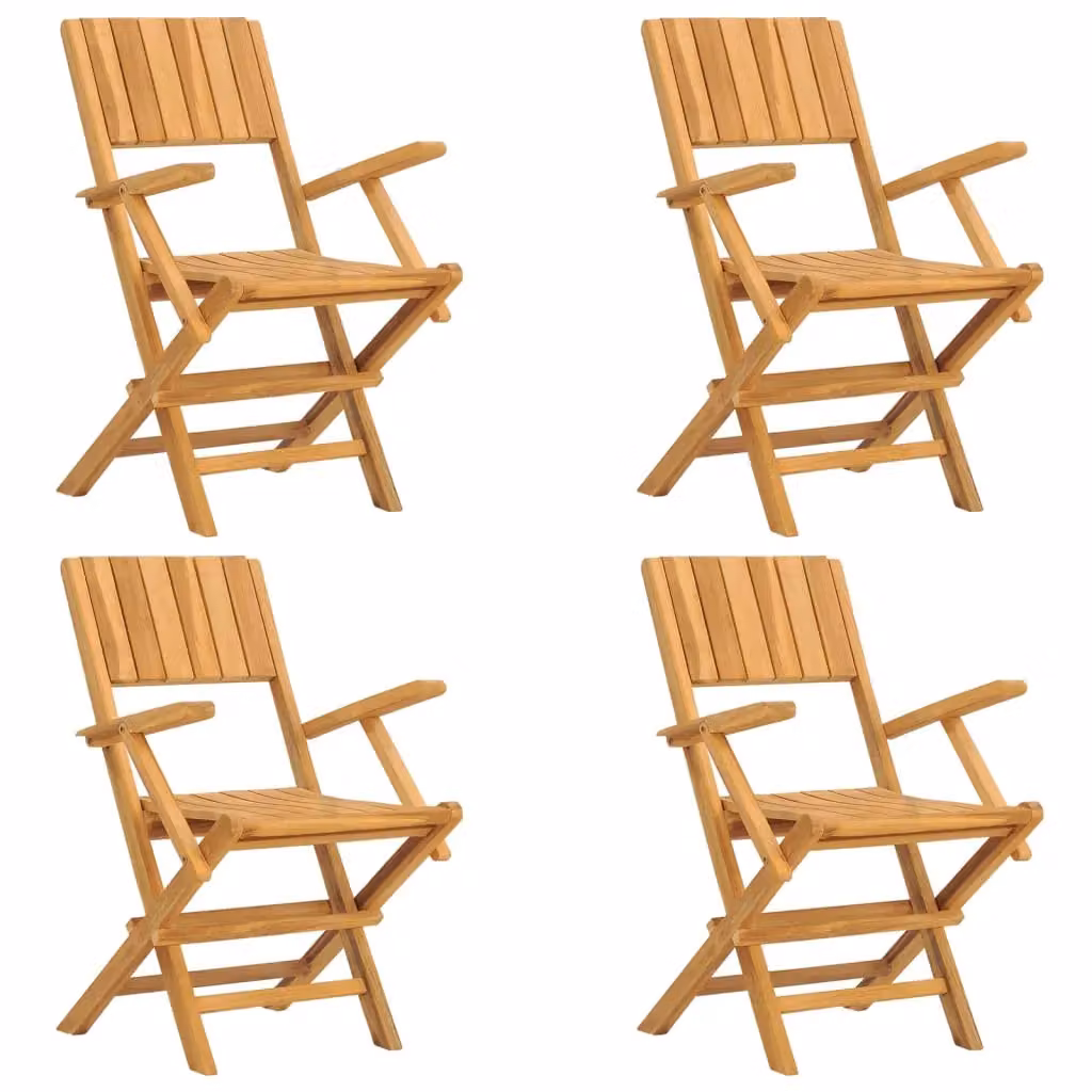 Berkfield Home Set of 4 Folding Garden Chairs in Brown Solid Teak Wood, W/D/H: 55 x 61 x 90 cm – 2