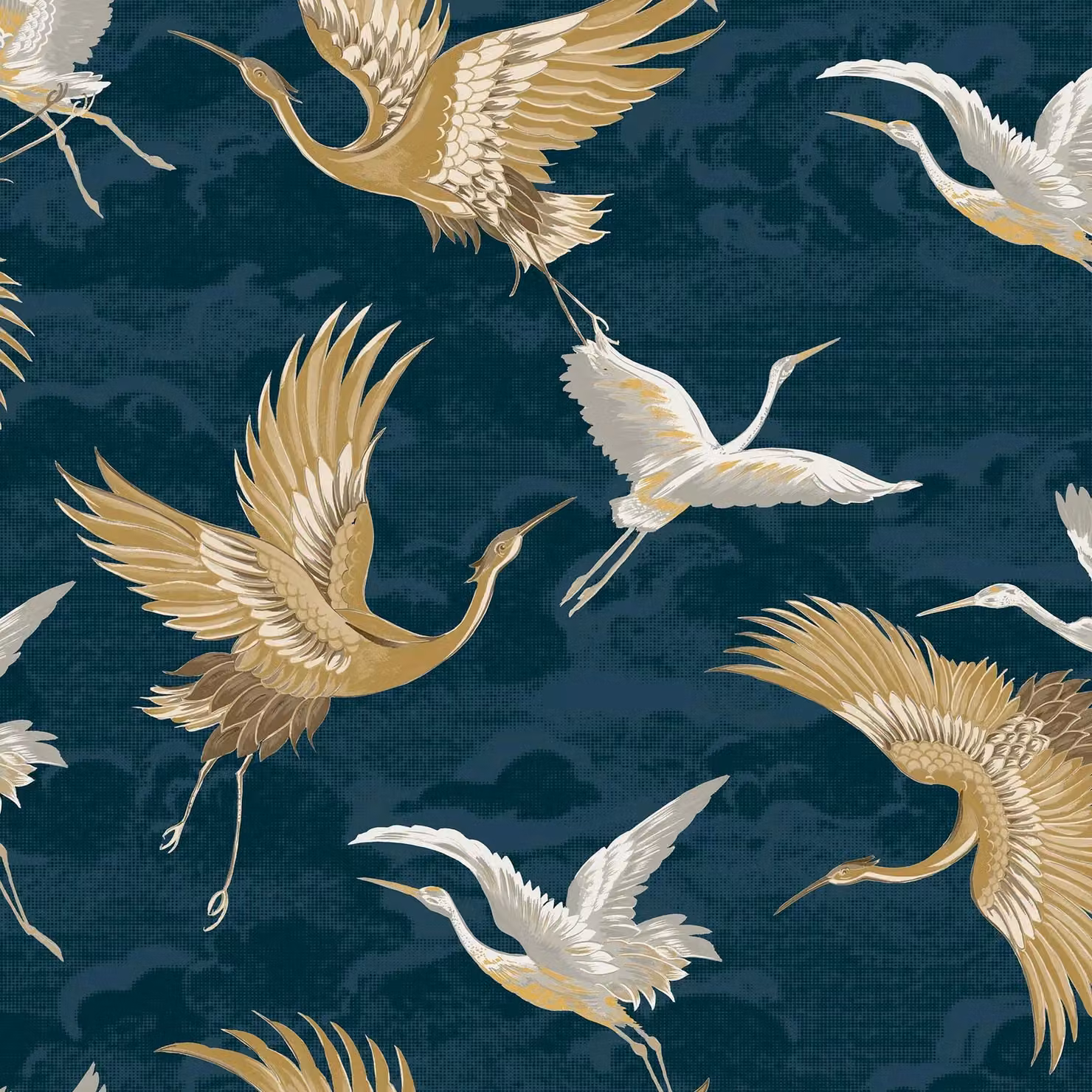 Graham & Brown Kranes Floral Petrol Blue and Gold Textured Vinyl Wallpaper, Width: 52 cm – 2