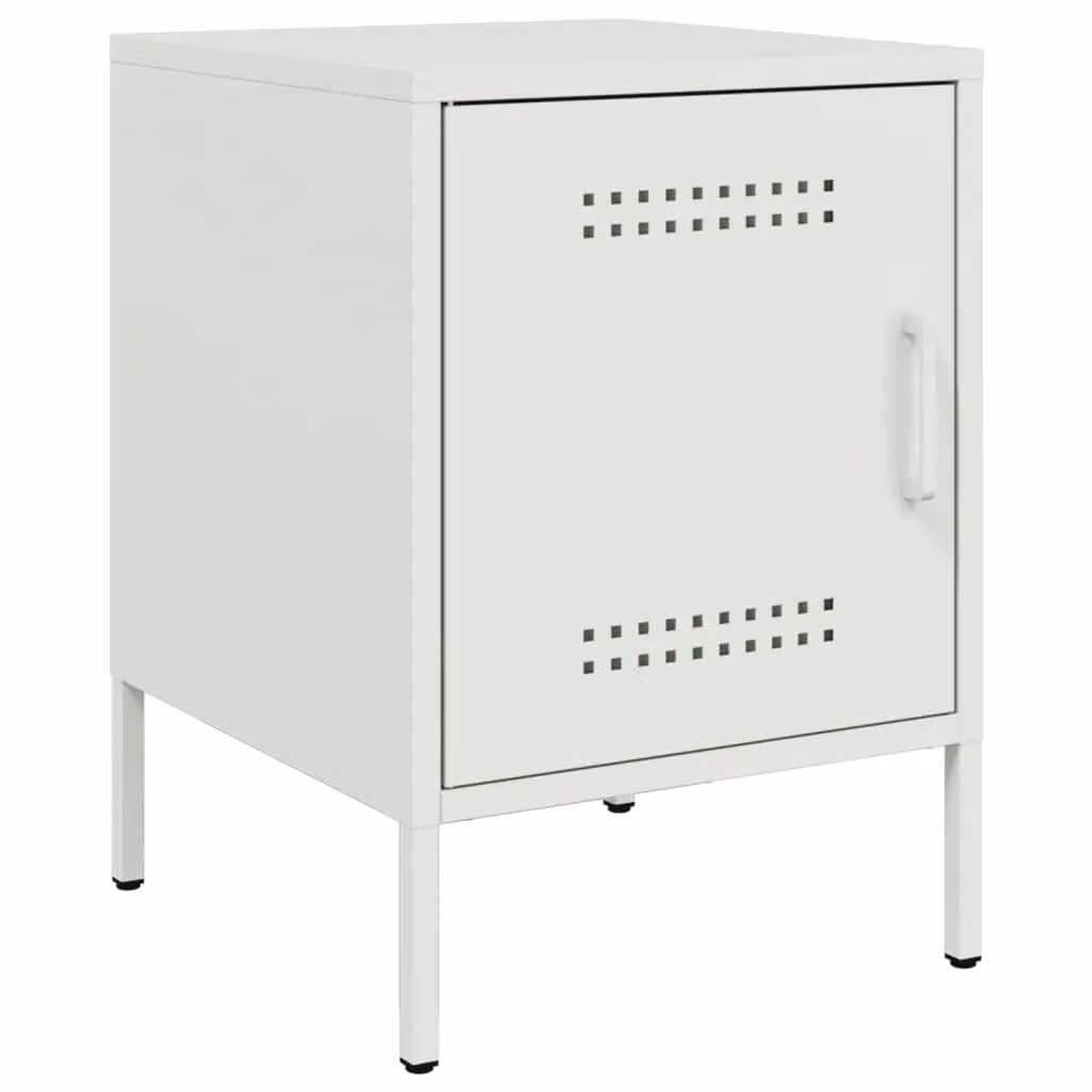 Berkfield Home White Metal Bedside Cabinet W/D/H: 36 x 39 x 50.5 cm – 2