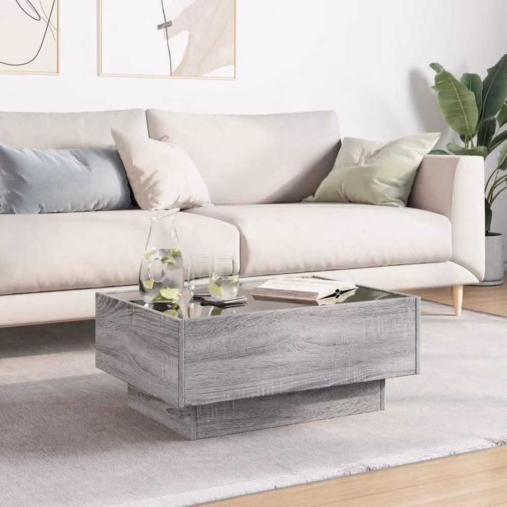 Berkfield Home LED Coffee Table in Grey Sonoma, W/D/H: 70 x 50 x 30 cm – 2