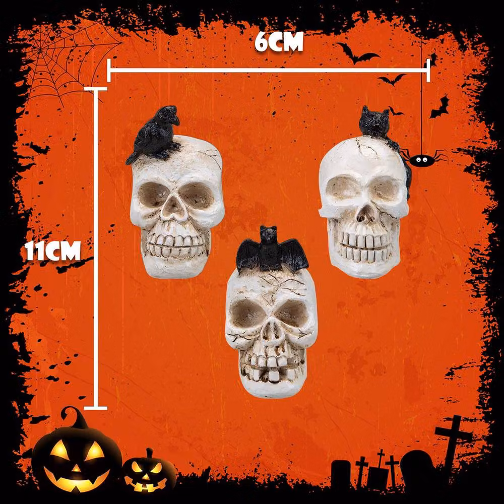 VFM e-Store Halloween Polyresin Skull Party Decoration Set of 3 in White – 2