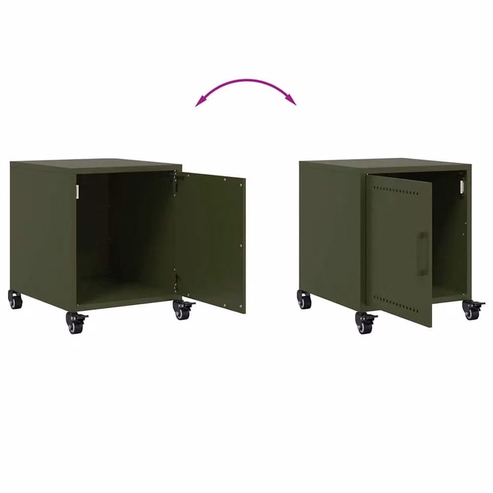 Berkfield Home Set of 2 Metal Bedside Cabinets in Olive Green, W/D/H: 36 x 39 x 43.5 cm – 4