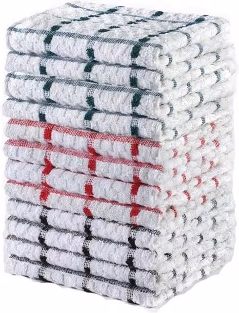 Dyzi Pack of 10 Multicolour Cotton Tea Towels, W/D/H: 70 x 40 cm