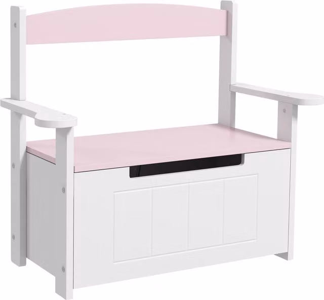 AIYAPLAY 2-in-1 Pink Toy Box with Lid for Childrens Bedroom and Nursery – 1