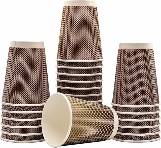 ECONX Triple Layered Disposable Paper Coffee Mugs, Brown, 355 ml