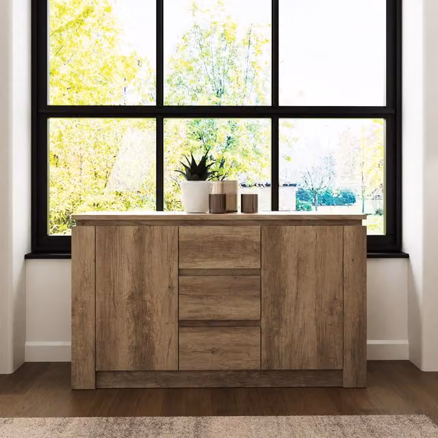 GFW Canyon Modern Sideboard in Brown and Grey Wood Finish – 1