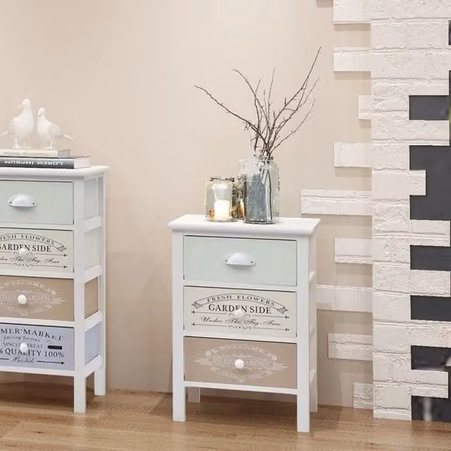Berkfield Home French Style Wood Storage Cabinet with 3 Drawers in White – 1