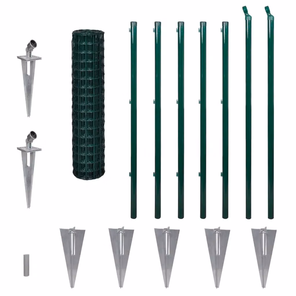 Berkfield Home Euro Fence Green PVC-Coated Steel Wire Mesh In-Ground Fence, W: 10 m, H: 1.2 m – 2