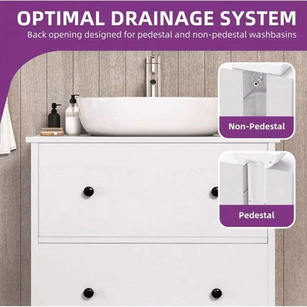 VOGREX White Matt Bathroom Under Sink Vanity Cabinet W/D/H: 60 x 30 x 50 cm – 3