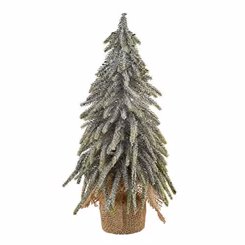 Lights4fun Snowy Mini Christmas Tree Micro Light Bundle with Warm White LED Lights, White, H 35 cm x W 20 cm x D 20 cm – 2