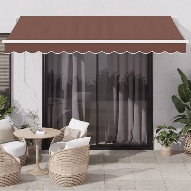 Berkfield Home Manual Retractable Awning in Brown, W/D/H: 350 x 250 cm – 1
