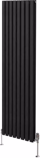 Monstershop Oval Column Radiator and Valves in Black, H 180 cm x W 48 cm – 1