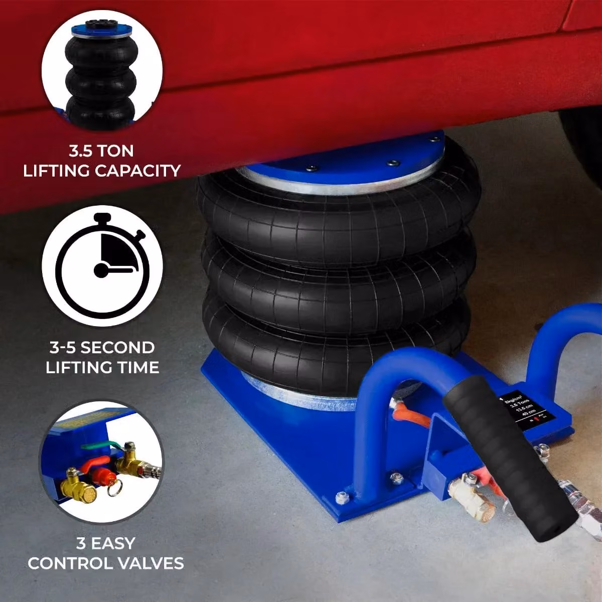 Monstershop 3.5T Air Bag Jack with Carrying Handle in Blue – 2