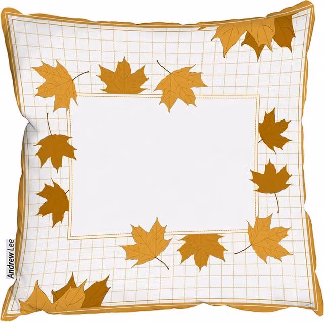 Andrew Lee Golden Autumn Floral Square Cushion in Orange and Gold, W/D/H: 45 x 45 x 1 cm