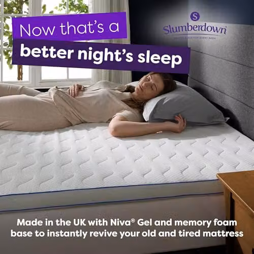 Slumberdown Cooling Gel Memory Foam Mattress Topper in White – 2