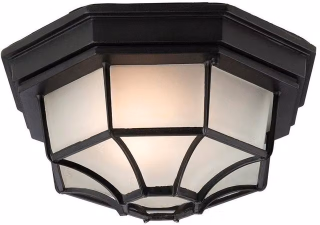 Netlighting 6 Panel Lantern Flush Ceiling Light in Black with E27 Socket and IP43 Rating
