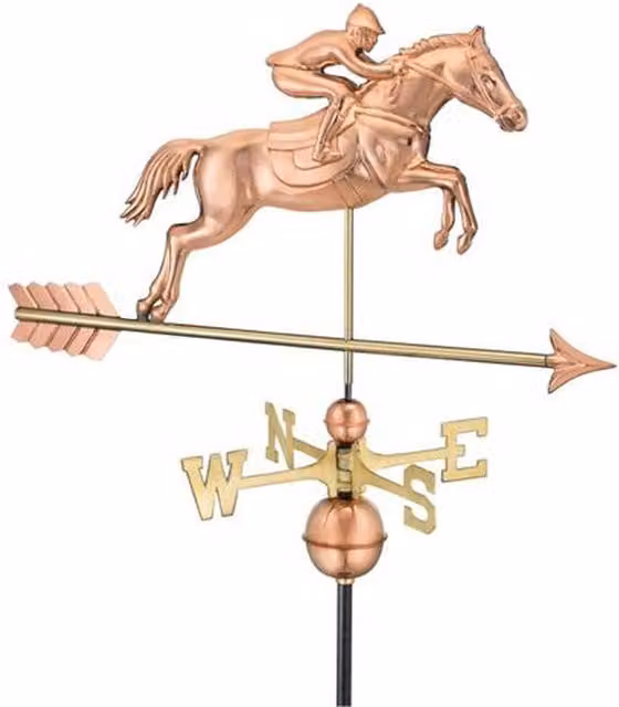 Good Directions Farmhouse Copper Jumping Horse Weathervane in Bronze and Black, H94 x W85 x L44 cm